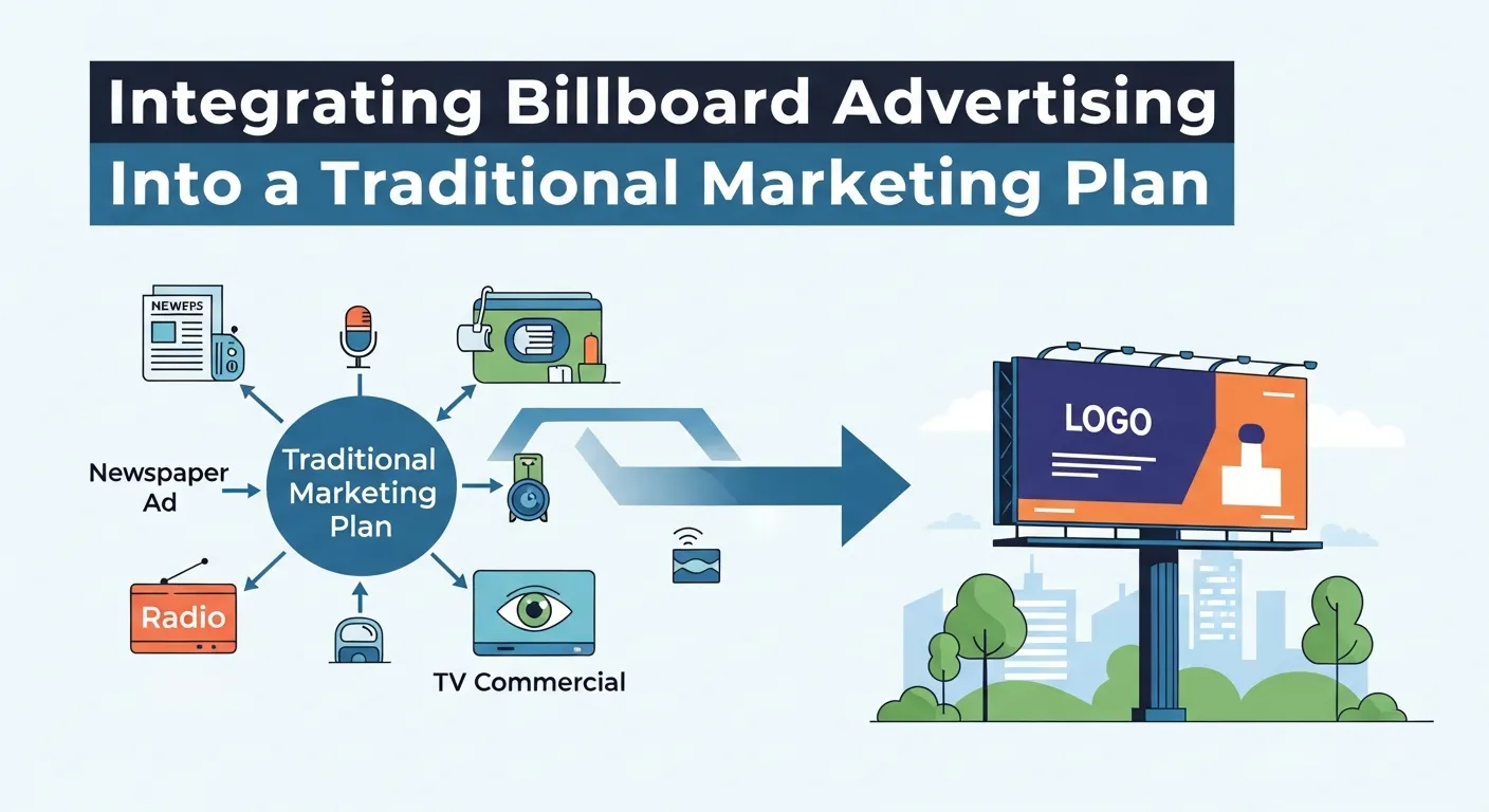 Billboard advertising integrated into a traditional marketing plan with print, radio, and digital channels