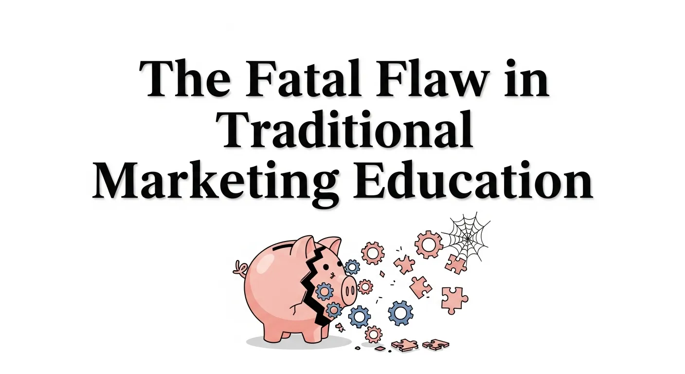 Illustration highlighting the key flaw in traditional marketing education and books
