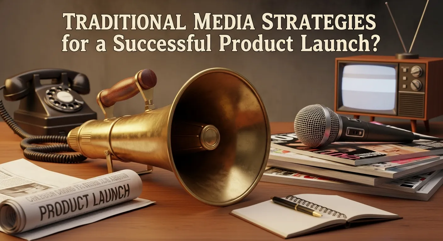 Marketing team planning TV, radio, and print advertising strategies for a product launch