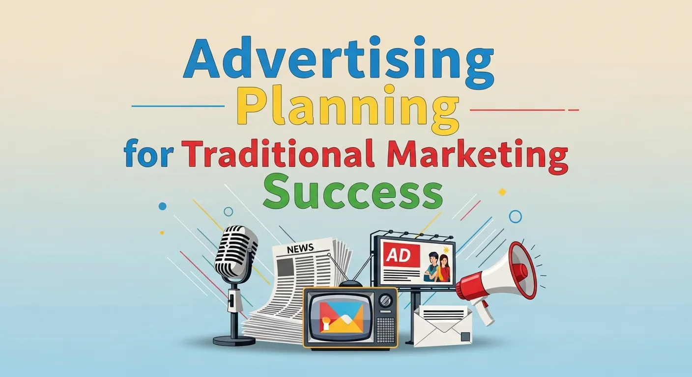 Visual representing advertising planning and campaign strategy in traditional marketing