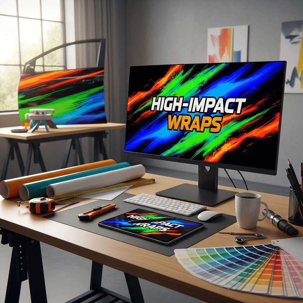 High-impact vehicle wrap design for branding and visibility