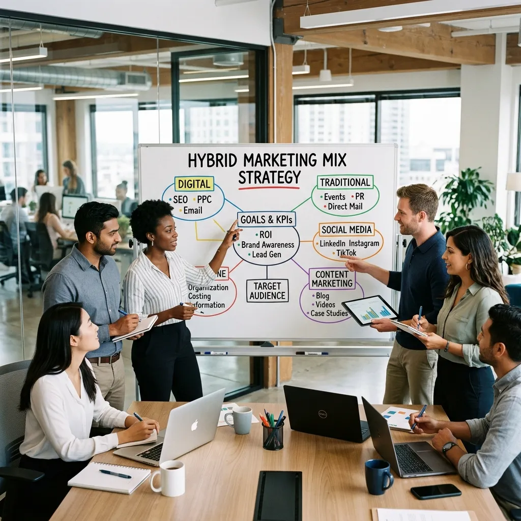 Hybrid marketing mix strategy diagram