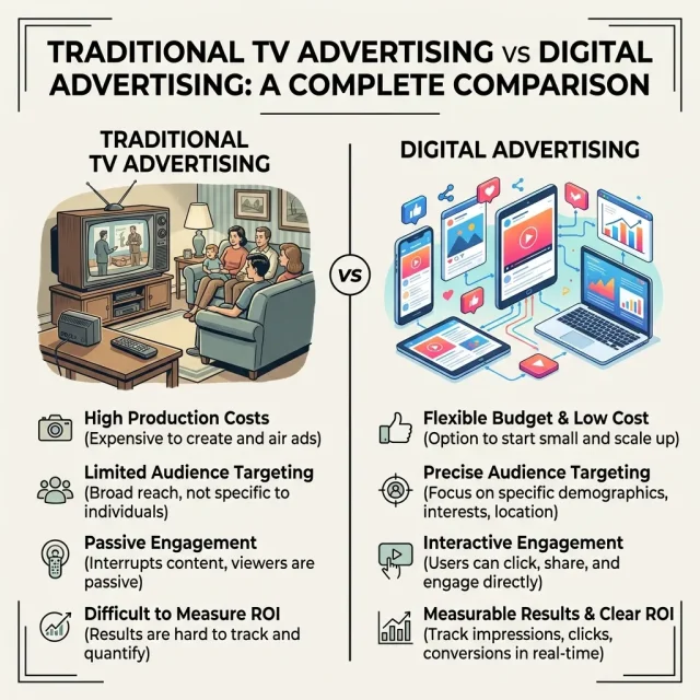 Traditional TV Advertising vs Digital Advertising A Complete Comparison Traditional TV Advertising vs Digital Advertising