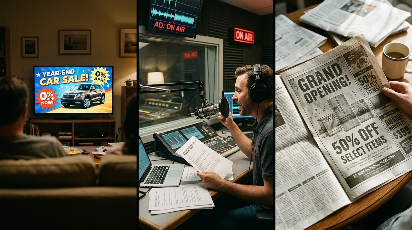 Television, Radio, and Newspaper Advertising